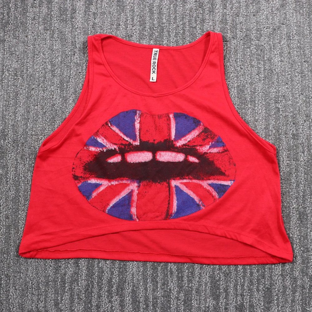 True Rock Womens Red Cropped Tank Top Large London Grunge Rock